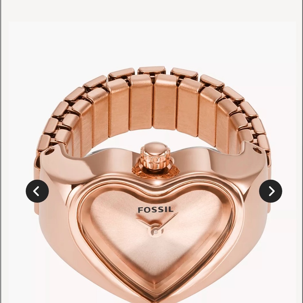FOSSIL romantic pink heart watch ring